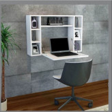 میز لپ تاپ دیواری تاشو کتابخانهدار MDF مدل BF117