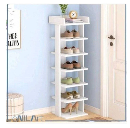 جاکفشی کمجا ایستاده ۶ طبقه MDF | جا کفشی باریک ۳۰×۳۰ مخصوص فضاهای کوچک